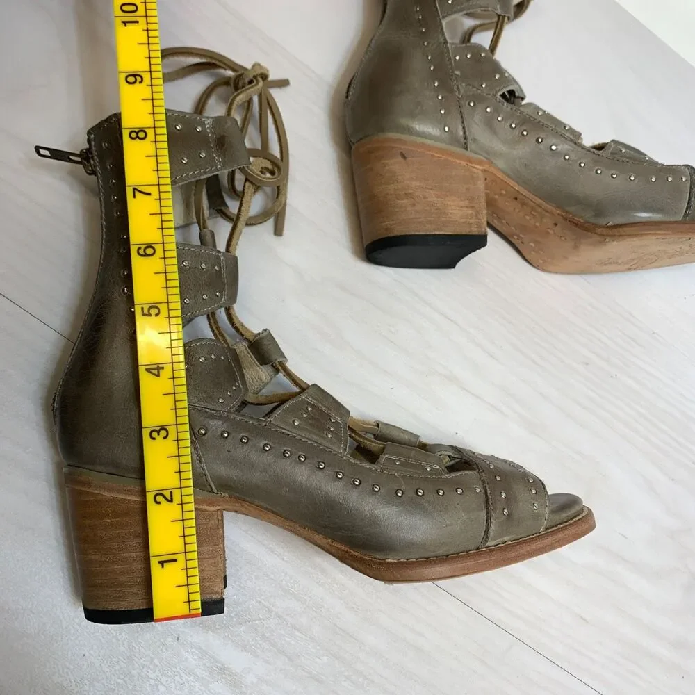 Freebird By Steven Hazel Ice Sandals Size 8 Leather Strappy Heels‎ Sandals